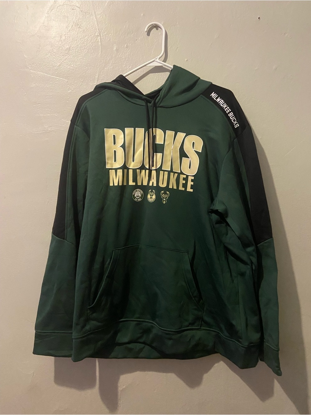 NBA Milwaukee Bucks Green and Black Zip-Up Hoodie with Gold Logo